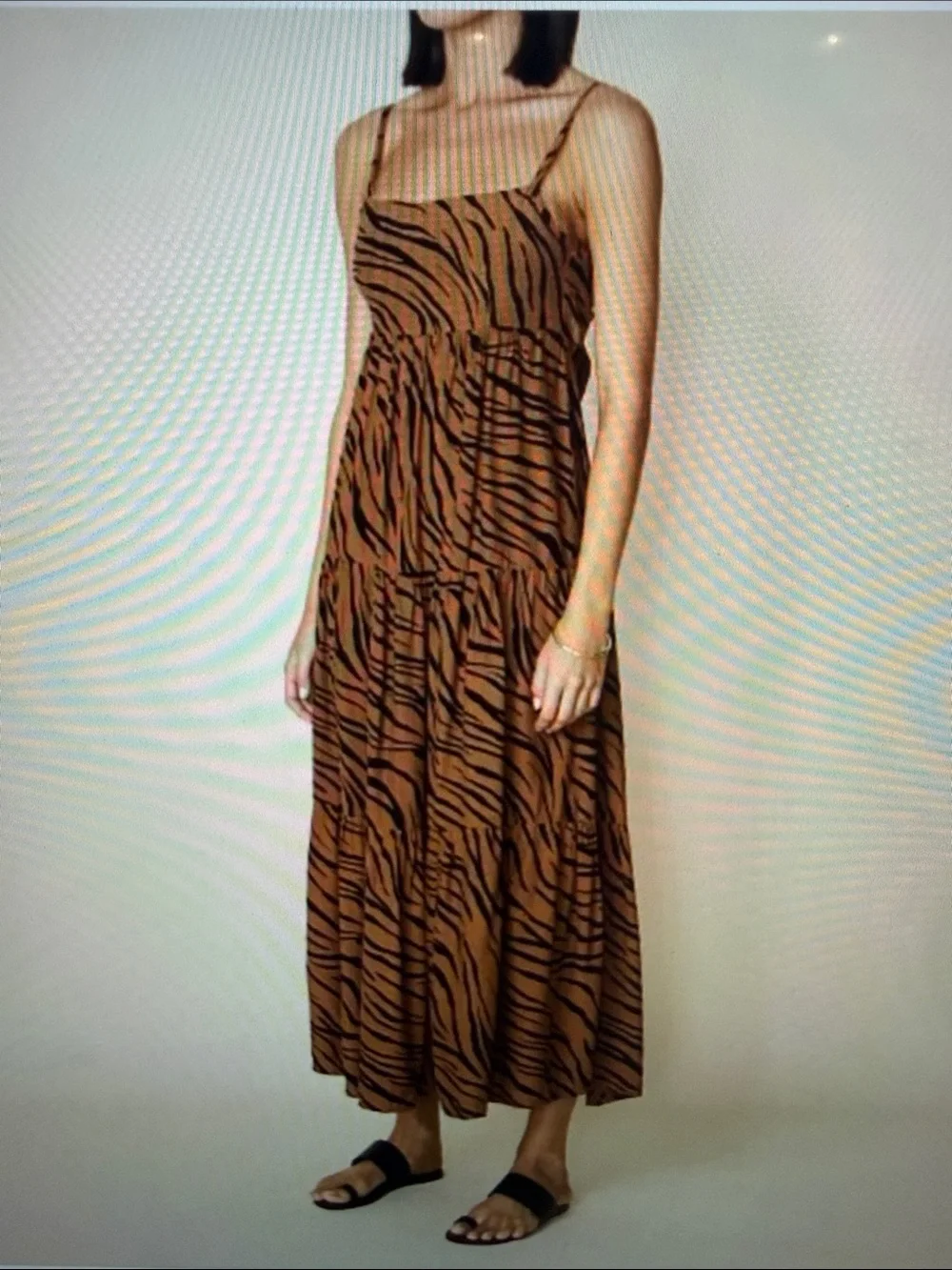 NWOT Faithfull the Brand Corvina Brown and Black Tiger Stripe midi Dress - Picture 4 of 10